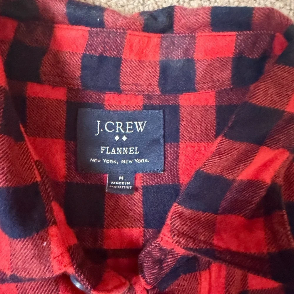 J. Crew Men's Red and Black Checkered Shirt